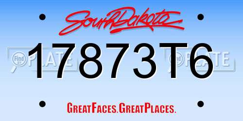 17873T6 South Dakota License Plate