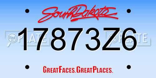 17873Z6 South Dakota License Plate