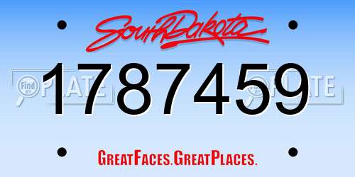 1787459 South Dakota License Plate