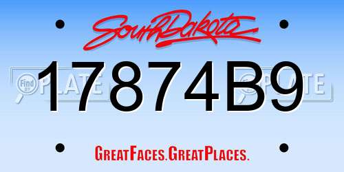 17874B9 South Dakota License Plate