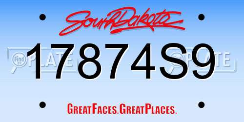 17874S9 South Dakota License Plate
