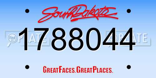 1788044 South Dakota License Plate