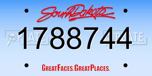 1788744 South Dakota License Plate