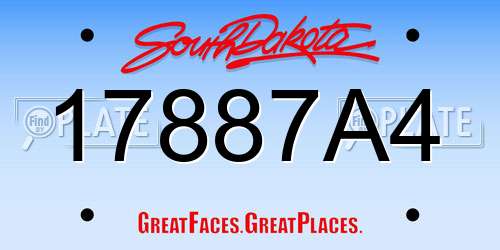 17887A4 South Dakota License Plate