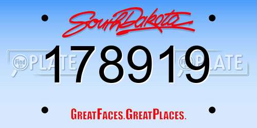 178919 South Dakota License Plate