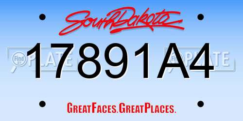 17891A4 South Dakota License Plate