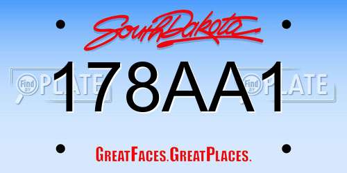 178AA1 South Dakota License Plate