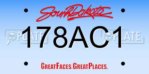 178AC1 South Dakota License Plate