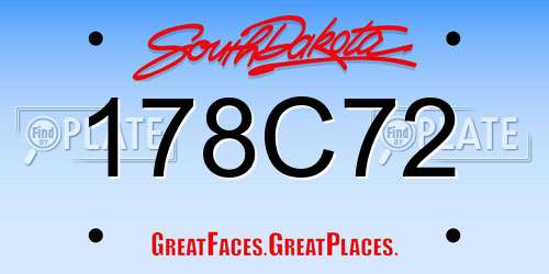 178C72 South Dakota License Plate