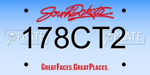 178CT2 South Dakota License Plate