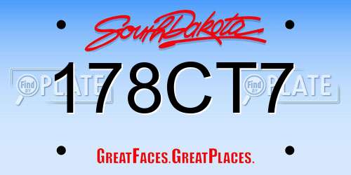 178CT7 South Dakota License Plate