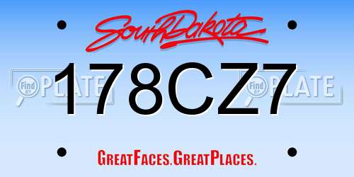 178CZ7 South Dakota License Plate