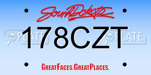 178CZT South Dakota License Plate