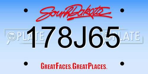 178J65 South Dakota License Plate