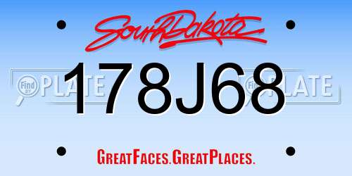 178J68 South Dakota License Plate