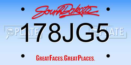 178JG5 South Dakota License Plate