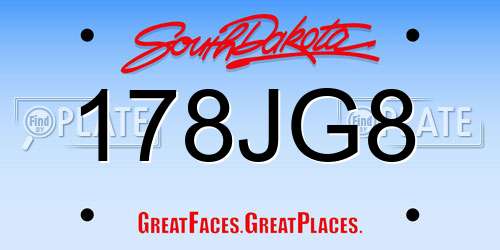 178JG8 South Dakota License Plate