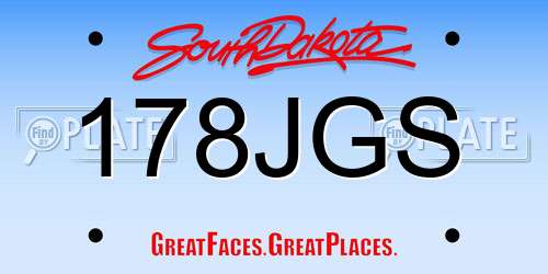 178JGS South Dakota License Plate
