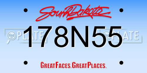 178N55 South Dakota License Plate