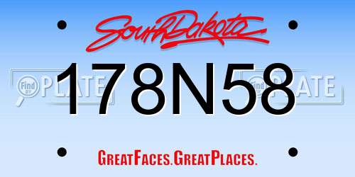 178N58 South Dakota License Plate