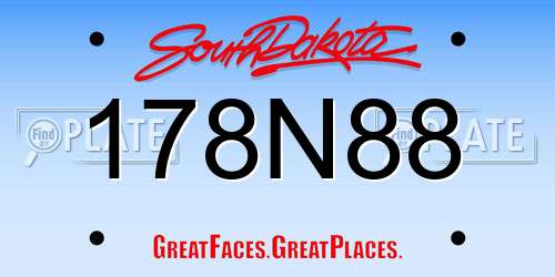 178N88 South Dakota License Plate