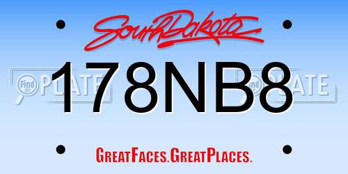 178NB8 South Dakota License Plate