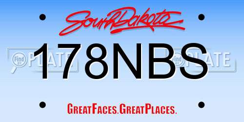 178NBS South Dakota License Plate