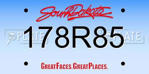 178R85 South Dakota License Plate