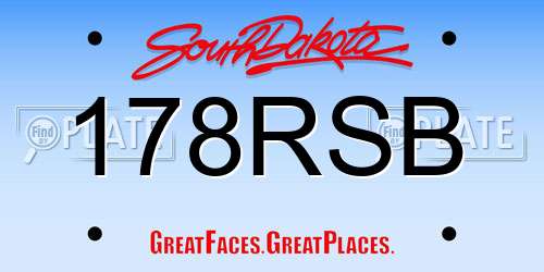 178RSB South Dakota License Plate