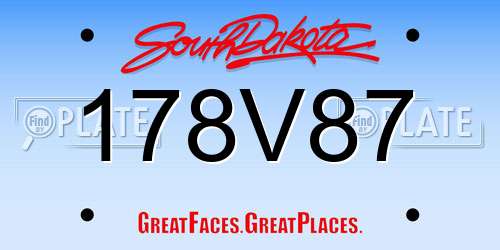 178V87 South Dakota License Plate