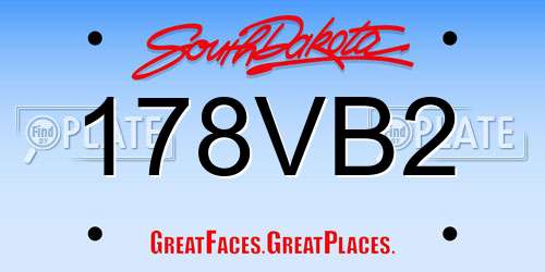 178VB2 South Dakota License Plate