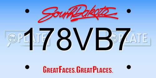178VB7 South Dakota License Plate