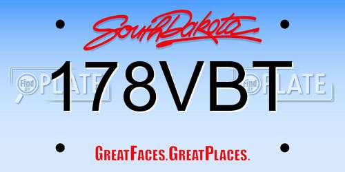 178VBT South Dakota License Plate