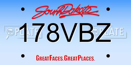 178VBZ South Dakota License Plate