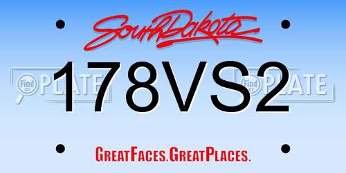 178VS2 South Dakota License Plate