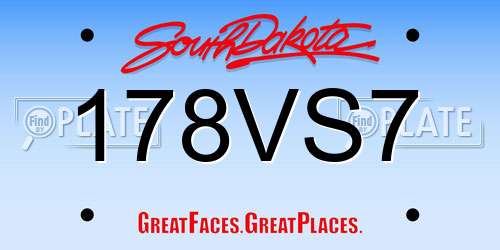 178VS7 South Dakota License Plate