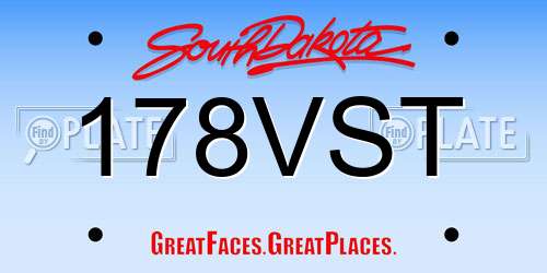 178VST South Dakota License Plate