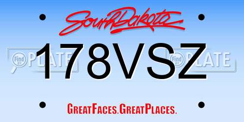 178VSZ South Dakota License Plate