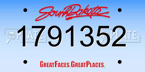 1791352 South Dakota License Plate