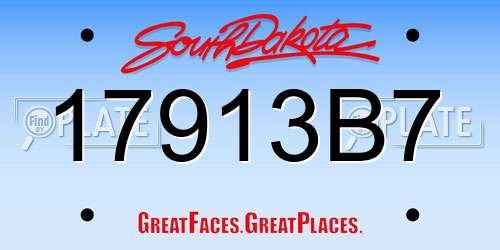 17913B7 South Dakota License Plate