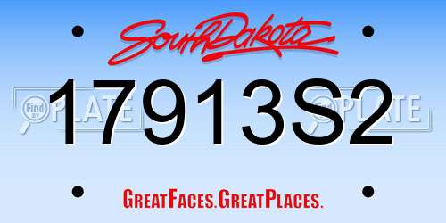 17913S2 South Dakota License Plate