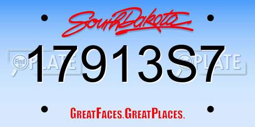 17913S7 South Dakota License Plate