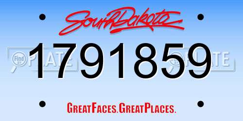 1791859 South Dakota License Plate