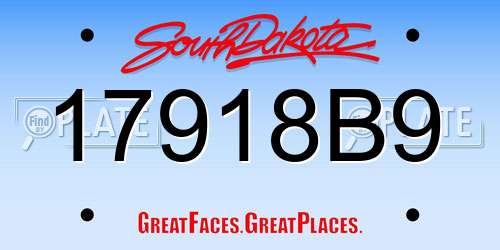 17918B9 South Dakota License Plate