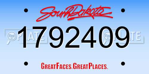 1792409 South Dakota License Plate