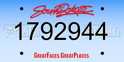1792944 South Dakota License Plate