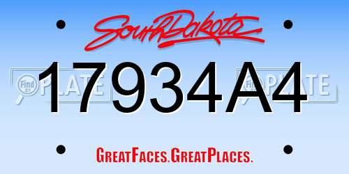 17934A4 South Dakota License Plate