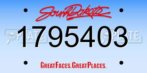 1795403 South Dakota License Plate