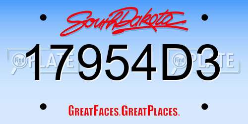 17954D3 South Dakota License Plate