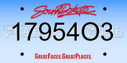 17954O3 South Dakota License Plate